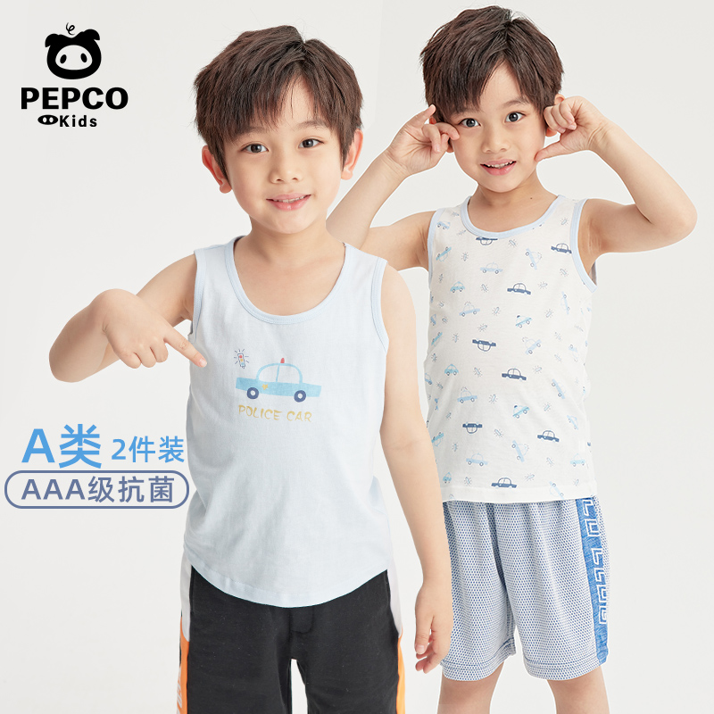 Mini PEPCO 小猪班纳 A类安全等级 夏季儿童纯棉背心T恤*2件装 天猫优惠券折后￥39包邮（￥69-30）110~160码2款可选